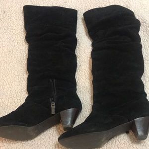Black suede slouch boots. Great with leggings. Inside zipper. Gently worn.